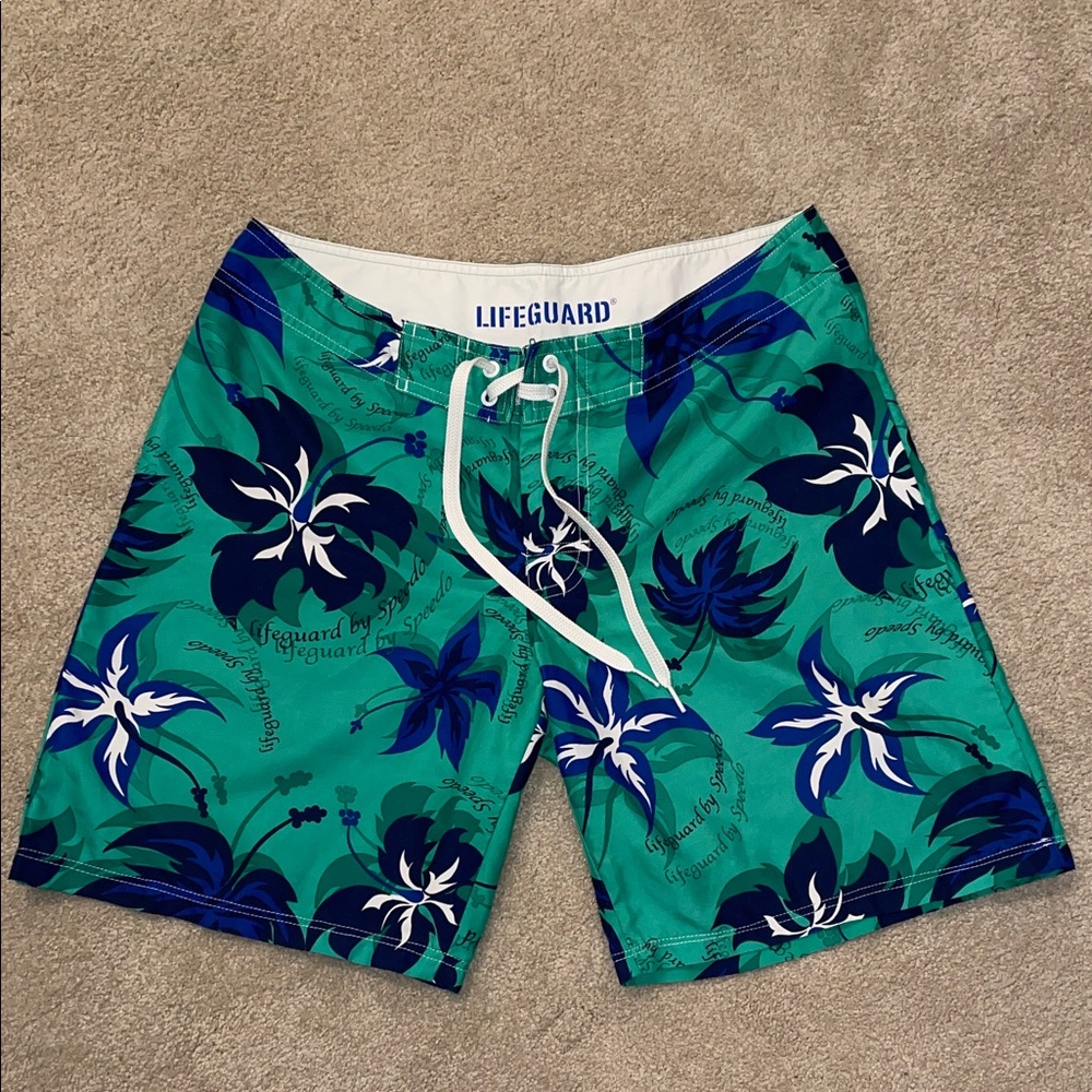 Speedo Teal and Navy Floral Board Shorts